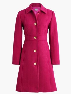J. Crew pink Wool Pea Coat with Gold Buttons 6 petite